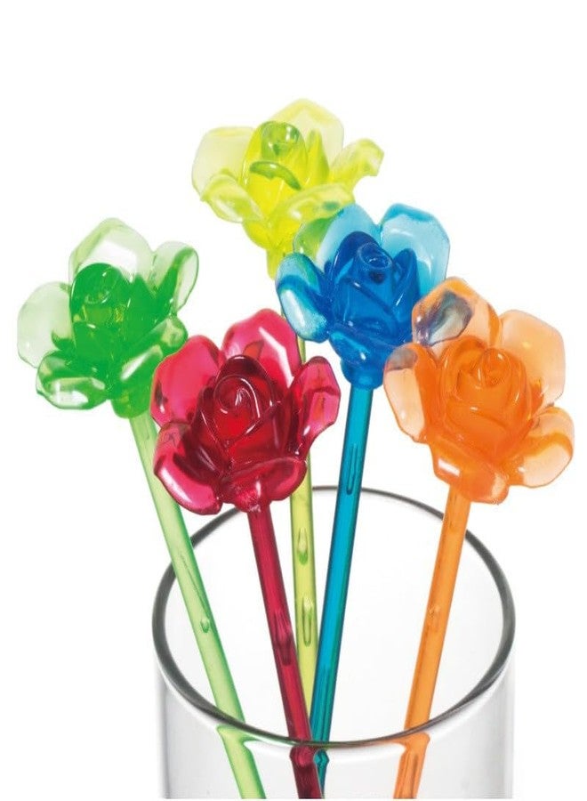 XPAPOV 30 Pieces Swizzle Sticks Cocktail Stirrers Plastic for Bar, 7.87 Inch Plastic Rose Top Crystal Swizzle Sticks (Multicolor) - Image 1